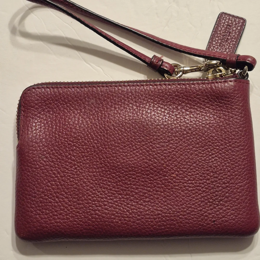 Coach Burgundy Leather Wristlet